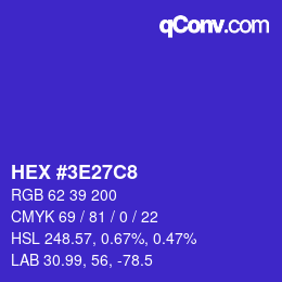 カラーコード: HEX #3E27C8 | qconv.com