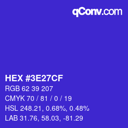 Color code: HEX #3E27CF | qconv.com