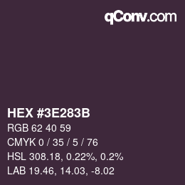 Color code: HEX #3E283B | qconv.com