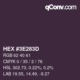 Color code: HEX #3E283D | qconv.com