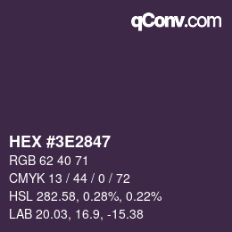 Color code: HEX #3E2847 | qconv.com