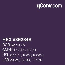 Color code: HEX #3E284B | qconv.com