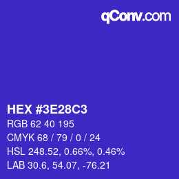 Color code: HEX #3E28C3 | qconv.com