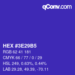 颜色代码: HEX #3E29B5 | qconv.com