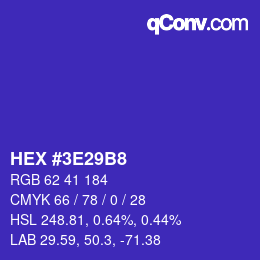カラーコード: HEX #3E29B8 | qconv.com