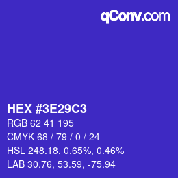 Color code: HEX #3E29C3 | qconv.com