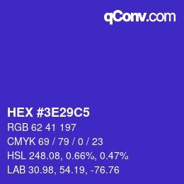 Color code: HEX #3E29C5 | qconv.com