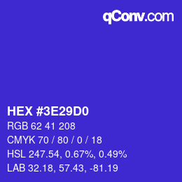 Color code: HEX #3E29D0 | qconv.com