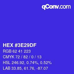 Color code: HEX #3E29DF | qconv.com