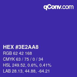 Color code: HEX #3E2AA8 | qconv.com