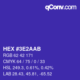 Code couleur: HEX #3E2AAB | qconv.com