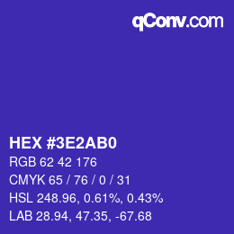 カラーコード: HEX #3E2AB0 | qconv.com