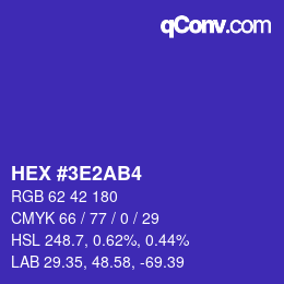 颜色代码: HEX #3E2AB4 | qconv.com