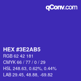 カラーコード: HEX #3E2AB5 | qconv.com