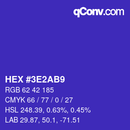 Color code: HEX #3E2AB9 | qconv.com