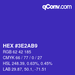 カラーコード: HEX #3E2AB9 | qconv.com