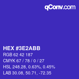 カラーコード: HEX #3E2ABB | qconv.com