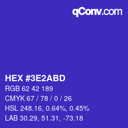カラーコード: HEX #3E2ABD | qconv.com