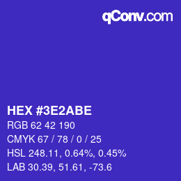 Color code: HEX #3E2ABE | qconv.com