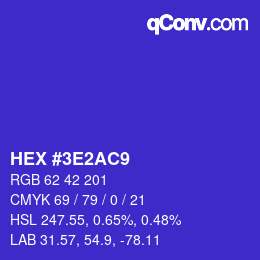 Color code: HEX #3E2AC9 | qconv.com