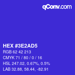 カラーコード: HEX #3E2AD5 | qconv.com