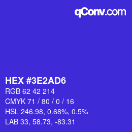 Color code: HEX #3E2AD6 | qconv.com