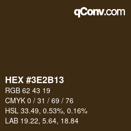 カラーコード: HEX #3E2B13 | qconv.com