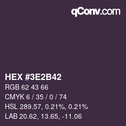 Color code: HEX #3E2B42 | qconv.com