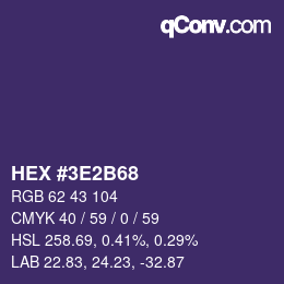 Color code: HEX #3E2B68 | qconv.com