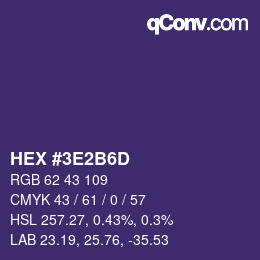 Color code: HEX #3E2B6D | qconv.com