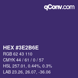 颜色代码: HEX #3E2B6E | qconv.com