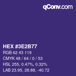 Color code: HEX #3E2B77 | qconv.com