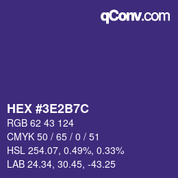 カラーコード: HEX #3E2B7C | qconv.com