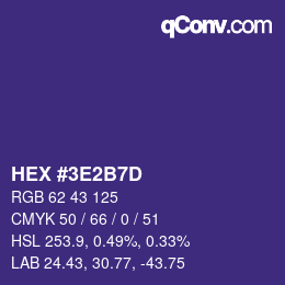 颜色代码: HEX #3E2B7D | qconv.com