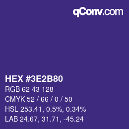 Color code: HEX #3E2B80 | qconv.com