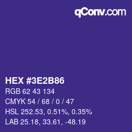 Color code: HEX #3E2B86 | qconv.com