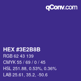 カラーコード: HEX #3E2B8B | qconv.com