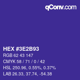 Color code: HEX #3E2B93 | qconv.com