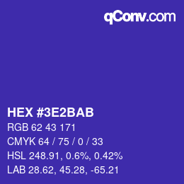 颜色代码: HEX #3E2BAB | qconv.com