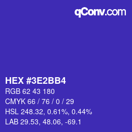 Color code: HEX #3E2BB4 | qconv.com