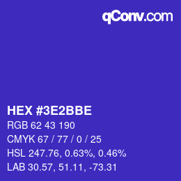 Color code: HEX #3E2BBE | qconv.com