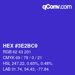 Color code: HEX #3E2BC9 | qconv.com