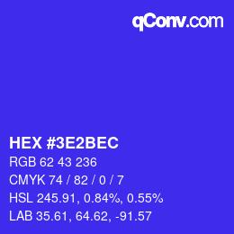 カラーコード: HEX #3E2BEC | qconv.com