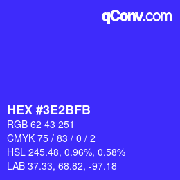 Color code: HEX #3E2BFB | qconv.com