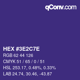 Code couleur: HEX #3E2C7E | qconv.com