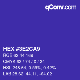 Color code: HEX #3E2CA9 | qconv.com