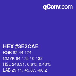 Color code: HEX #3E2CAE | qconv.com