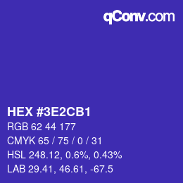 Color code: HEX #3E2CB1 | qconv.com