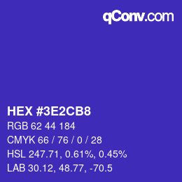 Color code: HEX #3E2CB8 | qconv.com