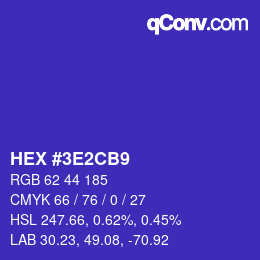 Color code: HEX #3E2CB9 | qconv.com